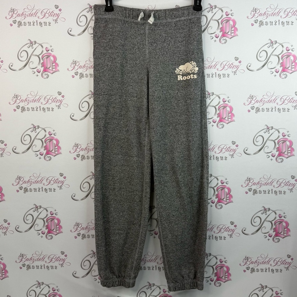 Roots sweatpants roots embroidery on back grey white Charcoal Joggers